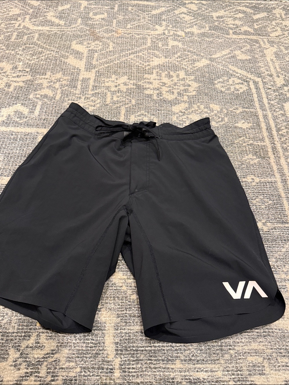 RVCA Black Athletic Swim/Board Shorts with White VA Logo